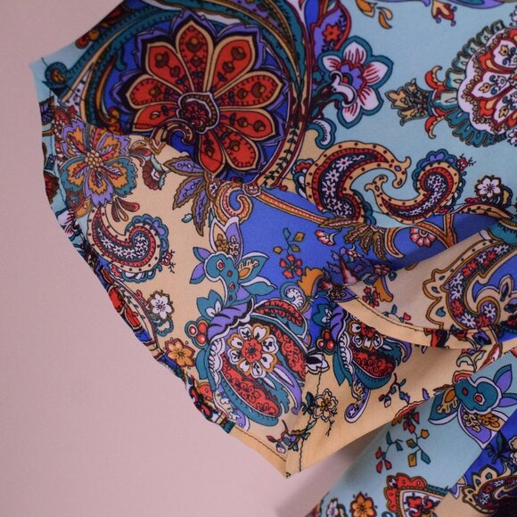 Spense Women's Paisley Open Bell Sleeve Oversized Multicolor Blouse Top - Size L - Picture 5 of 9